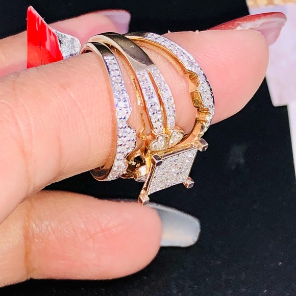 REAL DIAMOND .55ct BRIDAL RING SET NOT CZ NOT FAKE - Picture 4 of 12